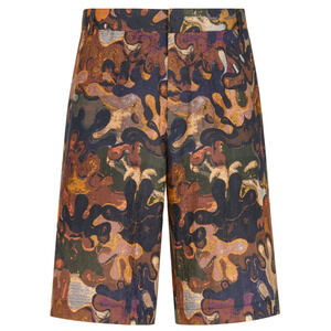 Dior And Peter Doig Silk Cotton Camouflage Oblique Jacquard Bermuda Shorts 50